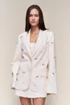 Danielle Guizio Ny Embellished Oversized Blazer In White
