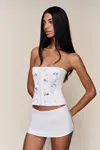 Danielle Guizio Ny Embellished Satin Corset In White