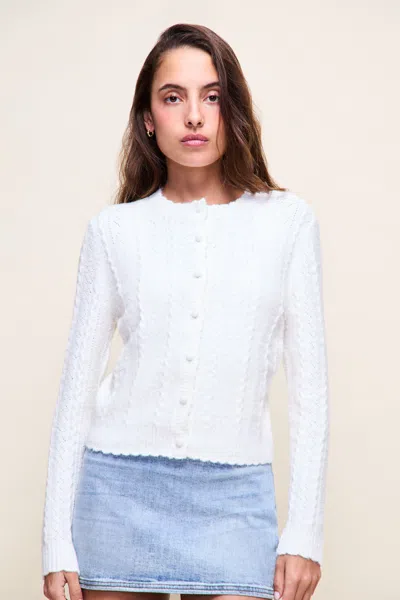 Danielle Guizio Ny Evelina Pointelle Cardigan In White