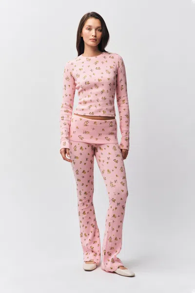 Danielle Guizio Ny Flared Thermal Pant In Baby Pink