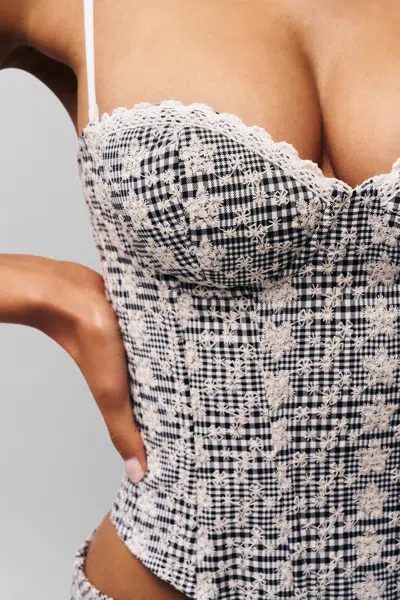 Danielle Guizio Ny Floriane Gingham Skort In Black/white