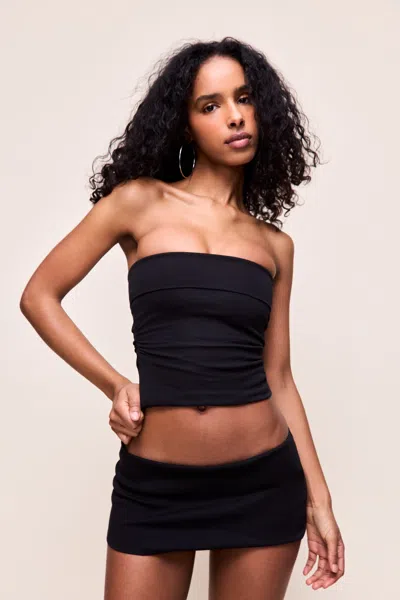 Danielle Guizio Ny Fold Over Tube Top In Black