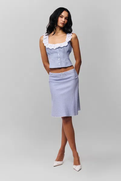 Danielle Guizio Ny Gingham Paloma Skirt In Powder Blue
