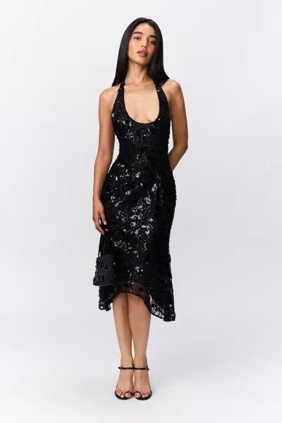 Danielle Guizio Ny Giselle Sequin Lace Dress In Black