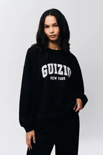 Danielle Guizio Ny Guizio Flece Crewneck In Black