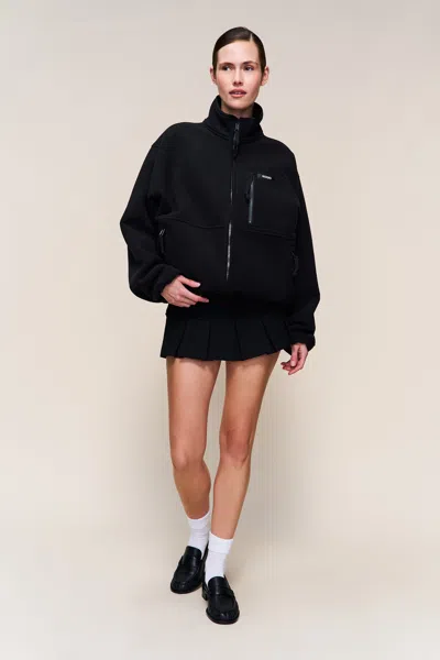 Danielle Guizio Ny Guizio Fleece Zip Up Jacket In Black