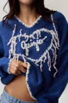 Danielle Guizio Ny Guizio Heart Sweater In Sapphire/ballet Slipper/ivory