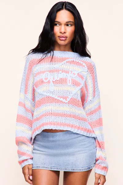 Danielle Guizio Ny Guizio Mohair-blend Heart Sweater In Pink