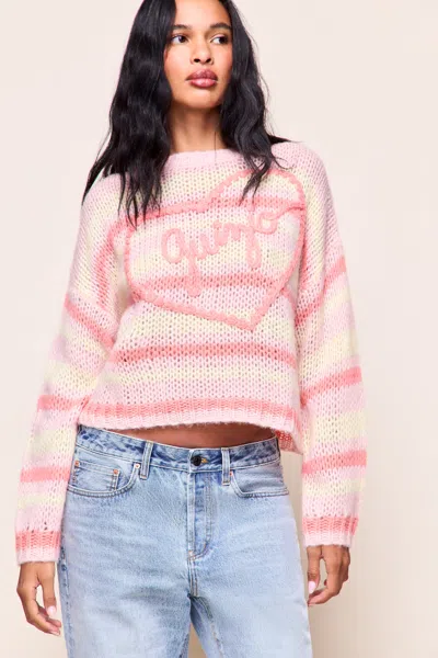 Danielle Guizio Ny Guizio Mohair-blend Heart Sweater In Pink