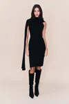 Danielle Guizio Ny Hooded Knit Dress In Black