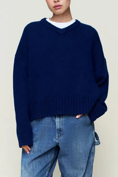 Danielle Guizio Ny Joni Cashmere V-neck Jumper In Blue