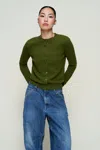 Danielle Guizio Ny June Relaxed Wool Cardigan In Green