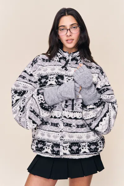 Danielle Guizio Ny Knit Mittens In Gray