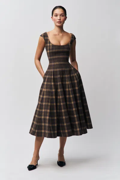 Danielle Guizio Ny Leila Tartan Dress In Multi