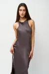 Danielle Guizio Ny Lina Midi Dress In Smoke Grey