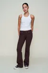 Danielle Guizio Ny Low Rise Flare Twill Pant In Brown