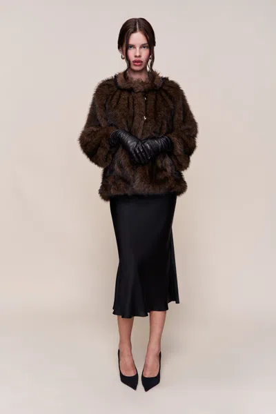 Danielle Guizio Ny Lucienne Faux Fur Topper In Brown