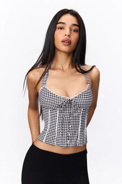 Danielle Guizio Ny Marini Gingham Corset In Black