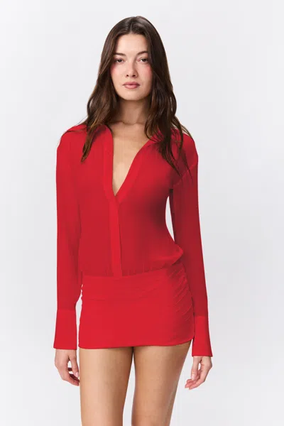 Danielle Guizio Ny Marseille Shirt Dress In Red