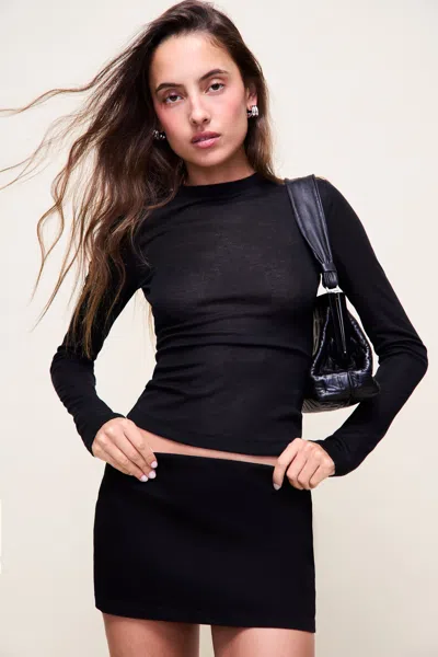 Danielle Guizio Ny Micro Mini Denim Skirt In Black