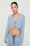 Danielle Guizio Ny Noah Wool Cable Crop Cardigan In Blue