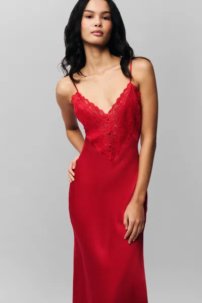 Danielle Guizio Ny Nova Slip Midi Dress In Red Love