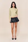 Danielle Guizio Ny Onyx Leather Cargo Mini Skirt In Multi