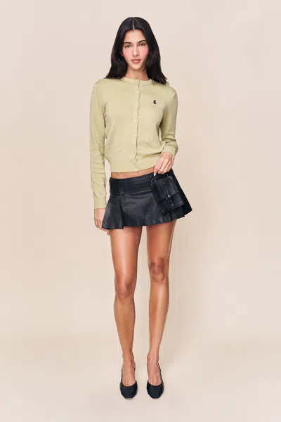 Danielle Guizio Ny Onyx Leather Cargo Mini Skirt In Multi