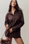 Danielle Guizio Ny Oona Button Down In Chocolate