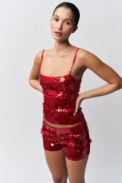 Danielle Guizio Ny Paillette Cami In Candy Apple