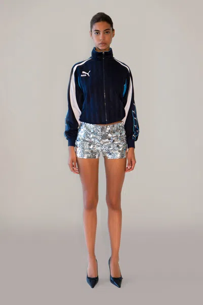 Danielle Guizio Ny Paillette Short In Silver