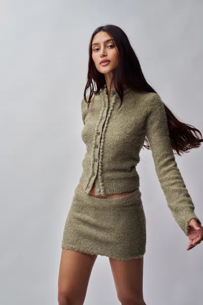 Danielle Guizio Ny Palmyra Knit Mini Skirt In Sage