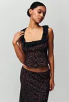 Danielle Guizio Ny Paloma Lace Top In Leopard