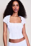 Danielle Guizio Ny Paloma Short Sleeve Top In White