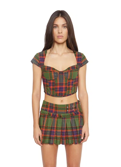 Danielle Guizio Ny Plaid Corset In Multi