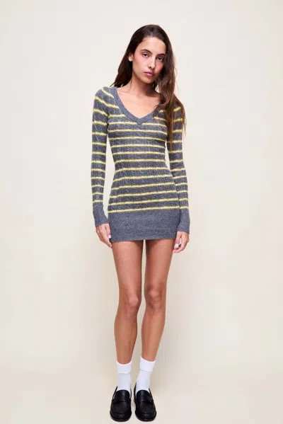 Danielle Guizio Ny Poet Cable Knit Mini Dress In Blue