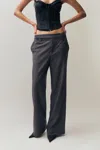 Danielle Guizio Ny Raina Pinstripe Pant In Charcoal/white