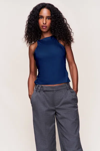 Danielle Guizio Ny Regine Cowl Neck Top In Blue