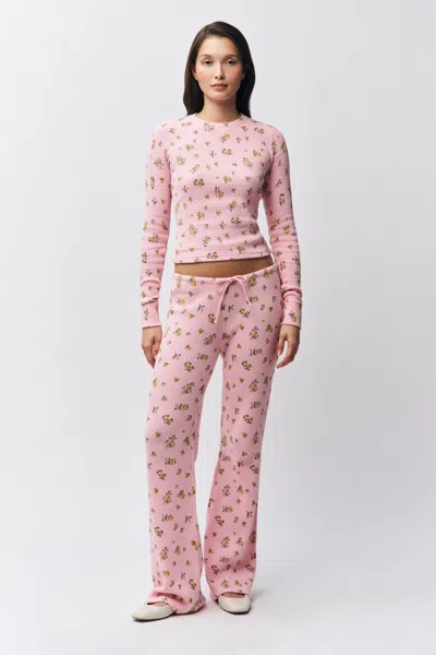 Danielle Guizio Ny Relaxed Thermal Pant In Baby Pink