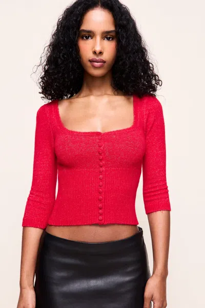 Danielle Guizio Ny Rocie Sweetheart Cardigan In Red