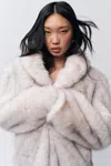 Danielle Guizio Ny Roxie Faux Fur Coat In Artic Cream