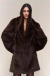 Danielle Guizio Ny Roxie Faux Fur Coat In Brown