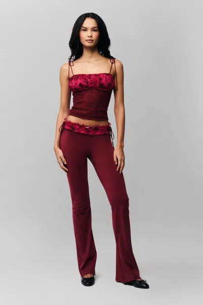 Danielle Guizio Ny Ruched Side Tie Stretch Pant In Bordeaux