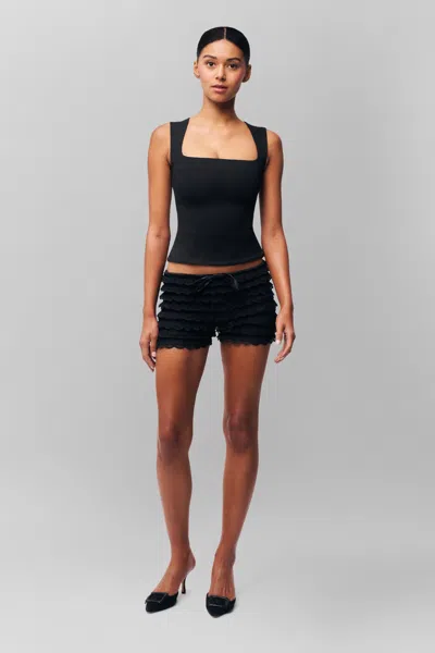 Danielle Guizio Ny Ruffle Hot Short In Black