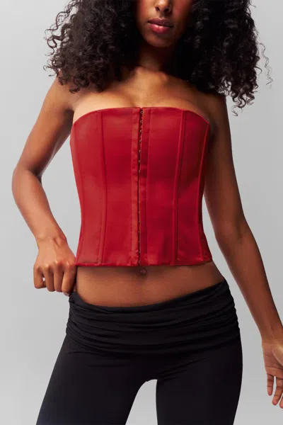 Danielle Guizio Ny Satin Corset In Red