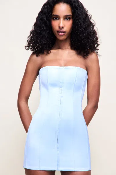Danielle Guizio Ny Satin Corset Dress In Blue