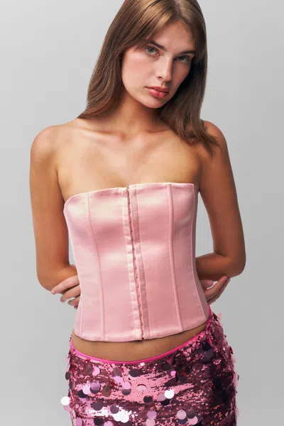 Danielle Guizio Ny Satin Corset In Light Pink