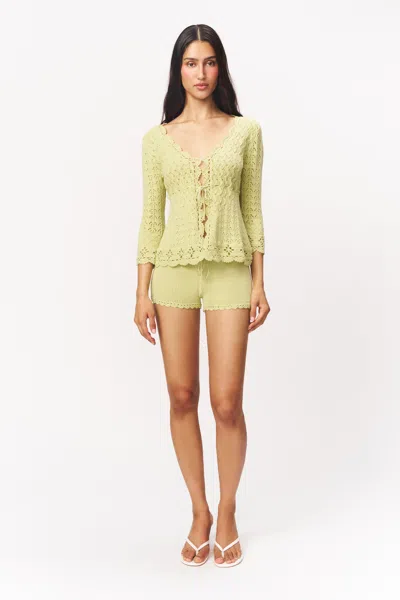 Danielle Guizio Ny Scallop Knit Tie Short In Green