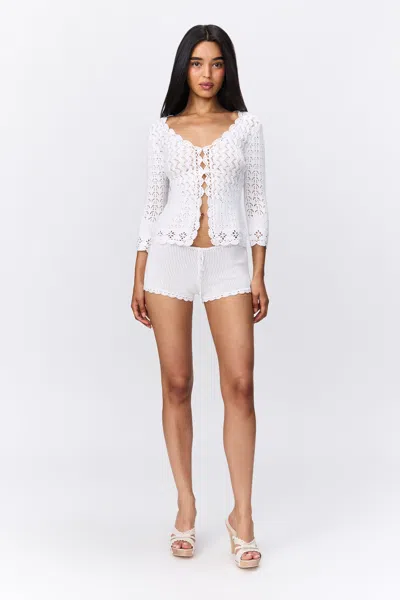 Danielle Guizio Ny Scallop Knit Tie Short In White
