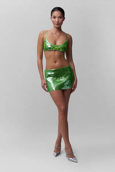Danielle Guizio Ny Sequin Mini Skirt In Martini Olive